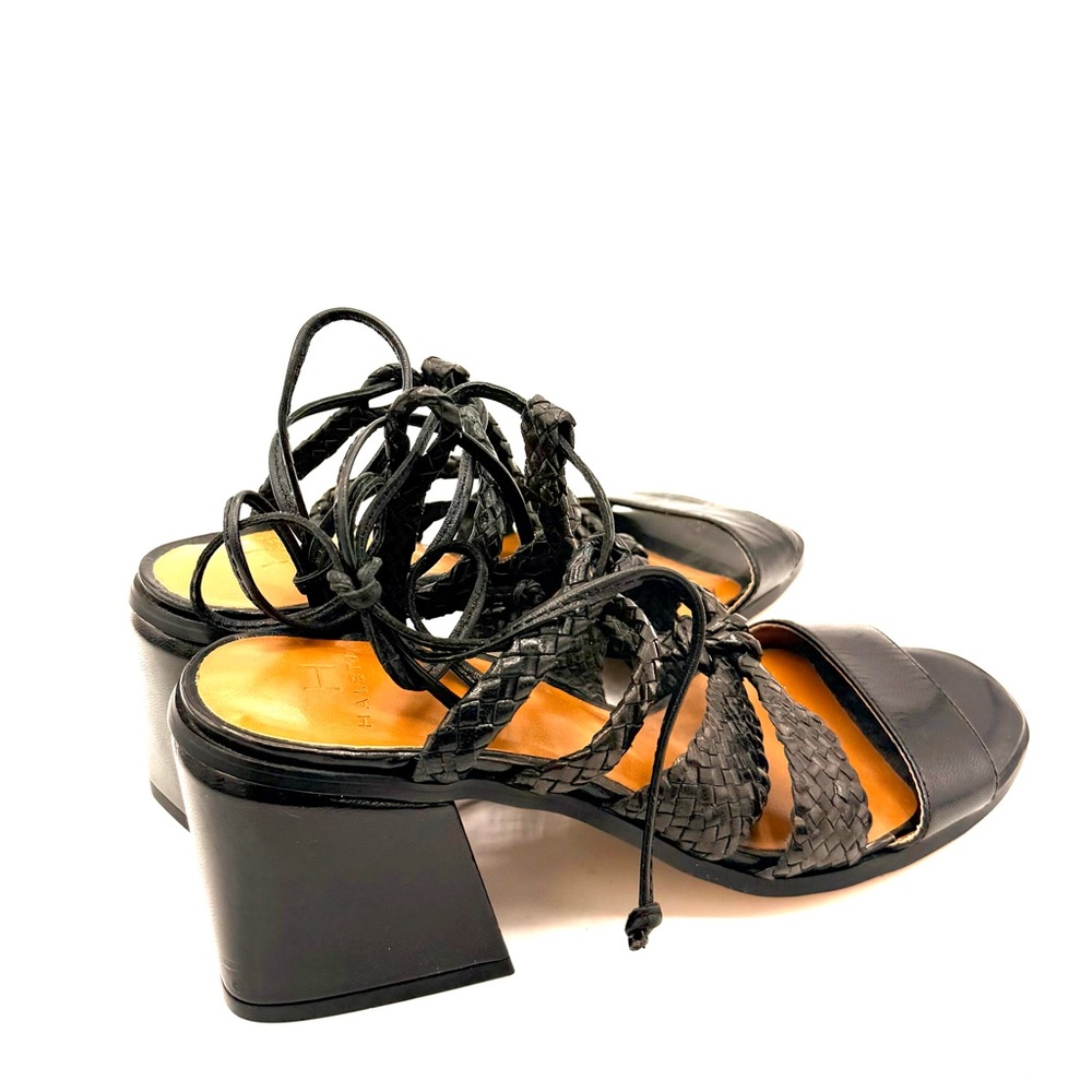 H by Halston Black Braided Heeled Sandals - Picture 6 of 8